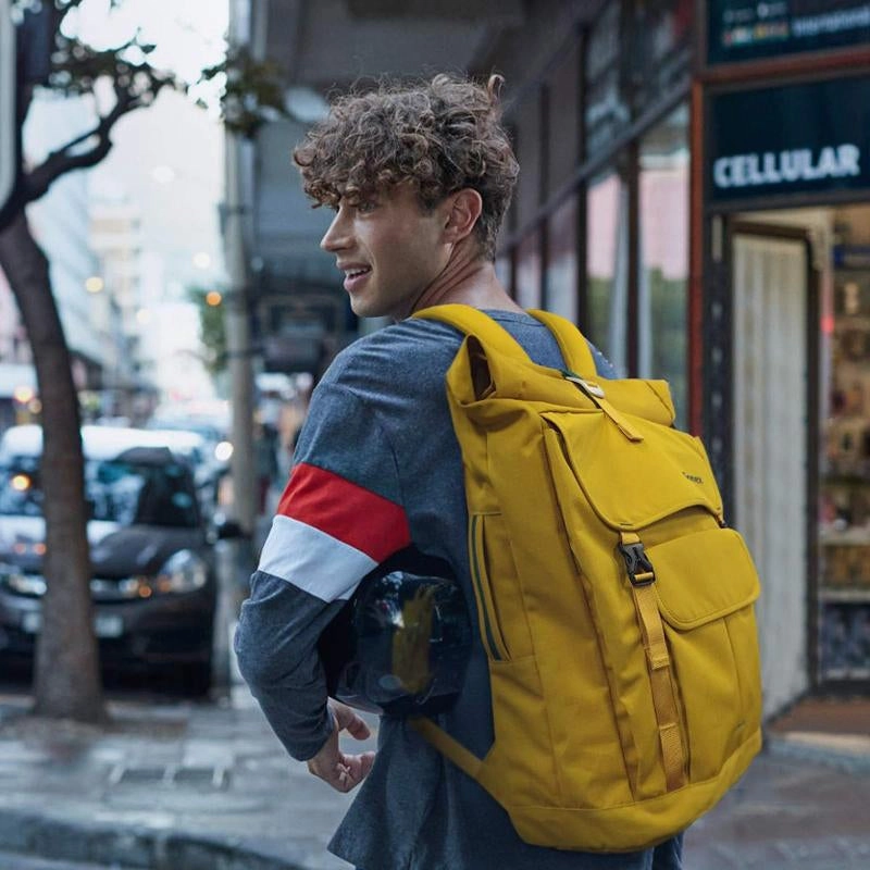 15" Yellow Color Rolltop School Laptop Backpack