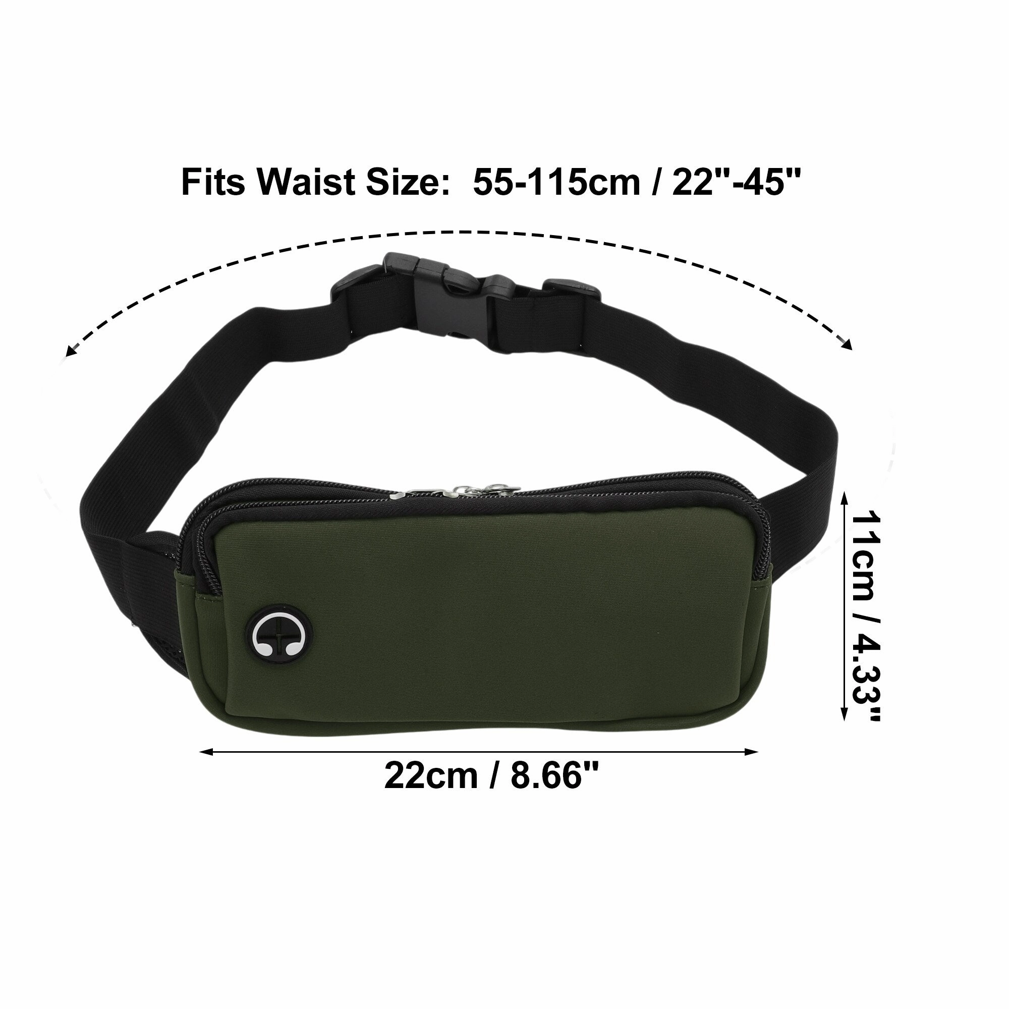 1 Pc Durable Zipper Running Waist Pack for Hiking Gym