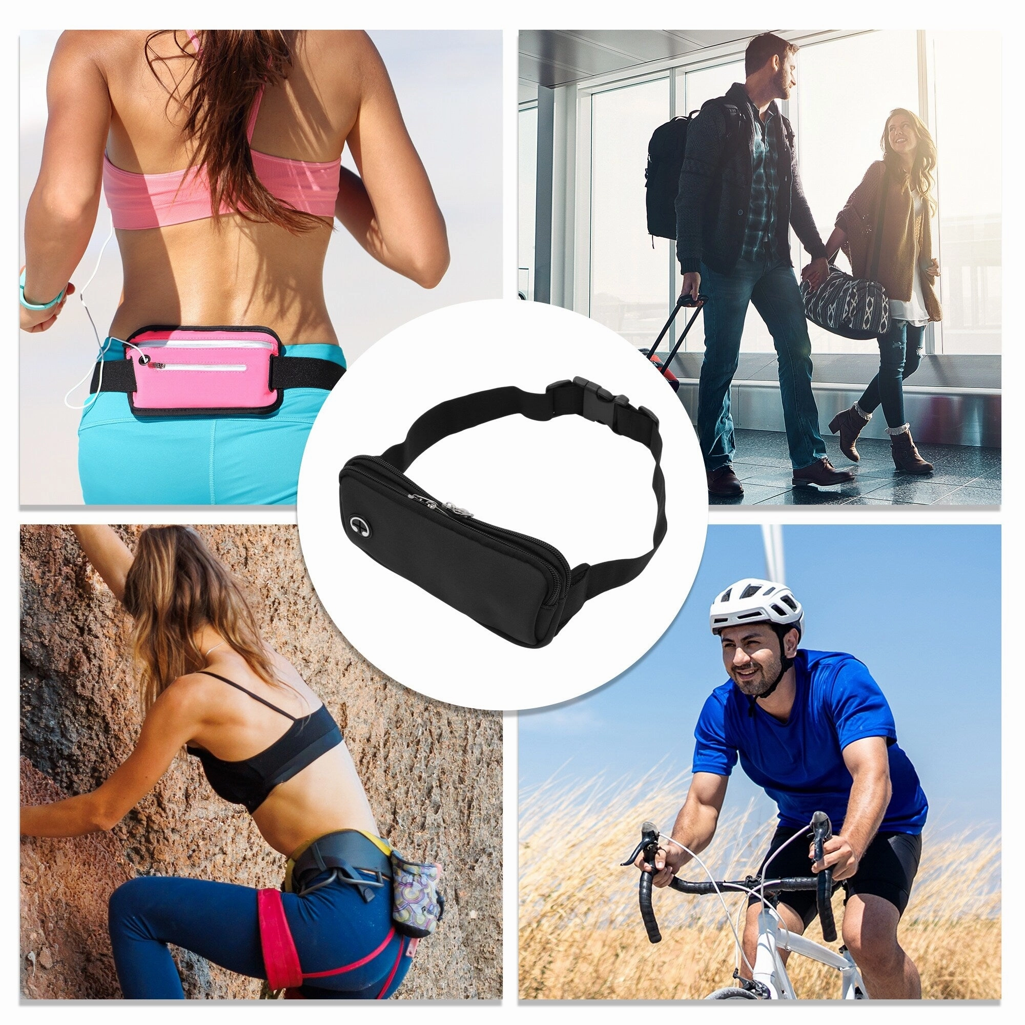 1 Pc Durable Zipper Running Waist Pack for Hiking Gym