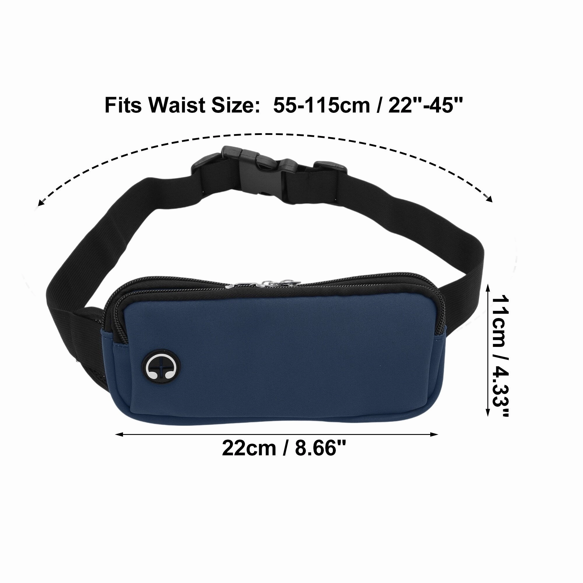 1 Pc Durable Zipper Running Waist Pack for Hiking Gym