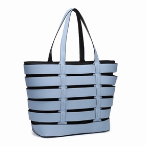 2In1 Medium Striped Tote Bag Faux Leather With Detachable Shoulder Strap