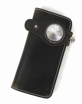 [On Sale] Handmade Mens Long Biker Wallet with Chain Cool Leather Biker Chain Wallets
