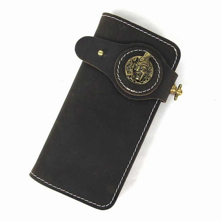 [On Sale] Handmade Mens Long Biker Wallet with Chain Cool Leather Biker Chain Wallets