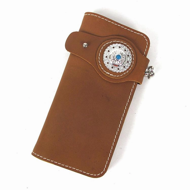 [On Sale] Handmade Mens Long Biker Wallet with Chain Cool Leather Biker Chain Wallets