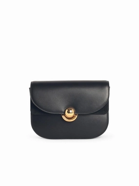 'Sfera' Black Leather Crossbody Bag