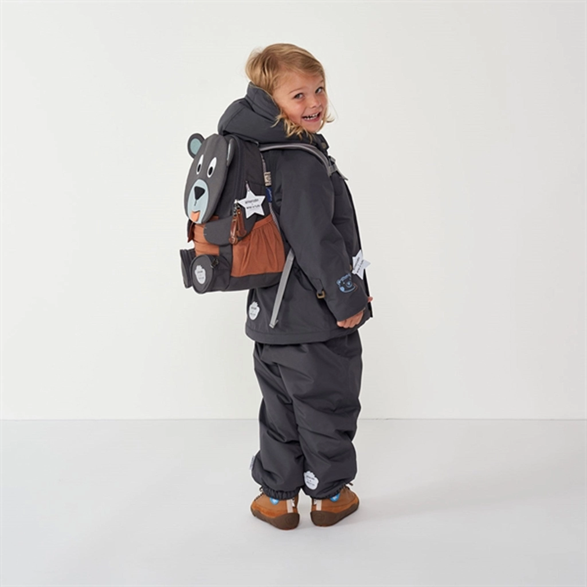 Affenzahn x MINI A TURE Kindergarten Backpack Large Friend Bear Forged Iron Blue