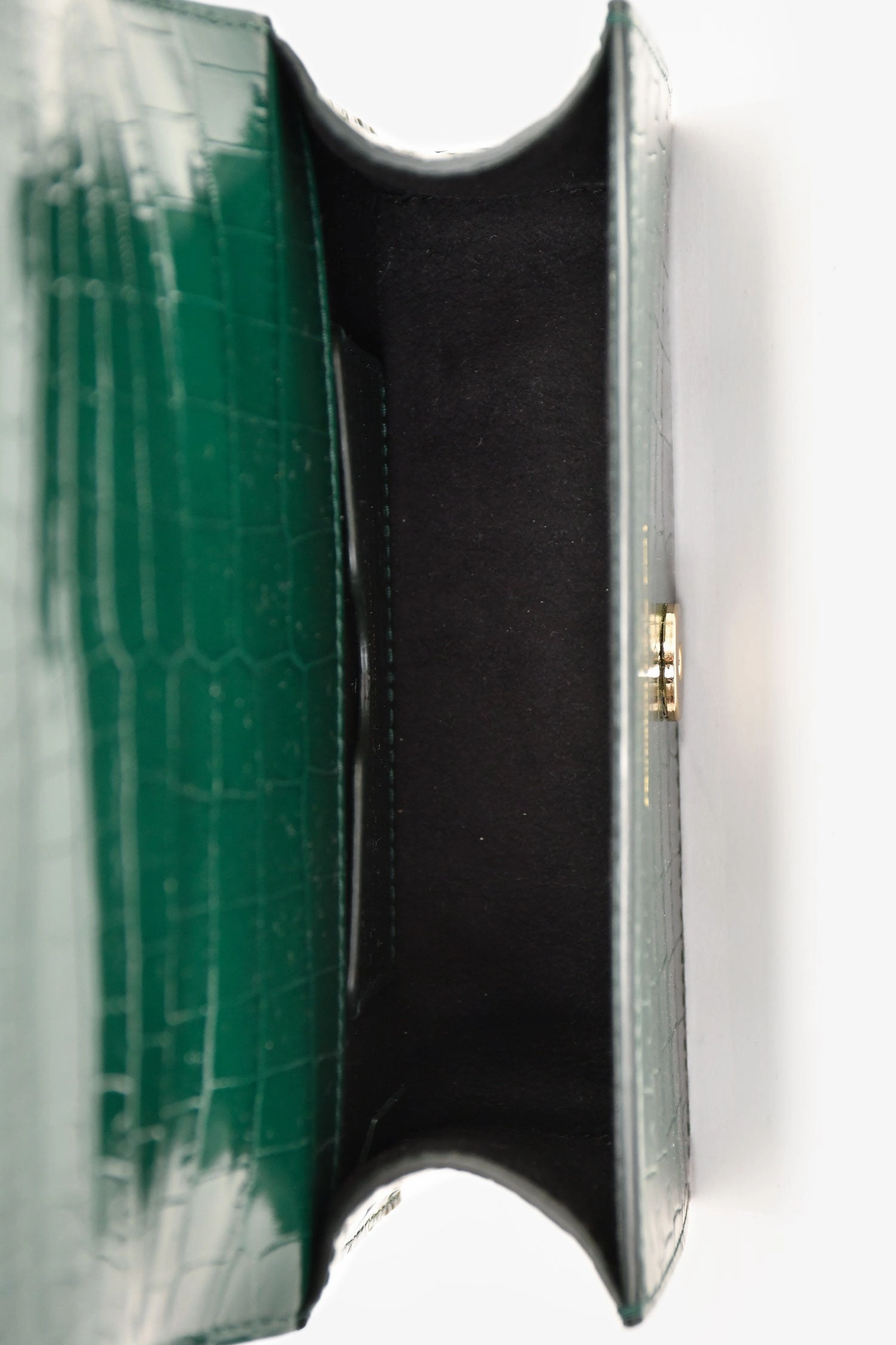 Alexander McQueen Green Croc Embossed Knuckle Crossbody