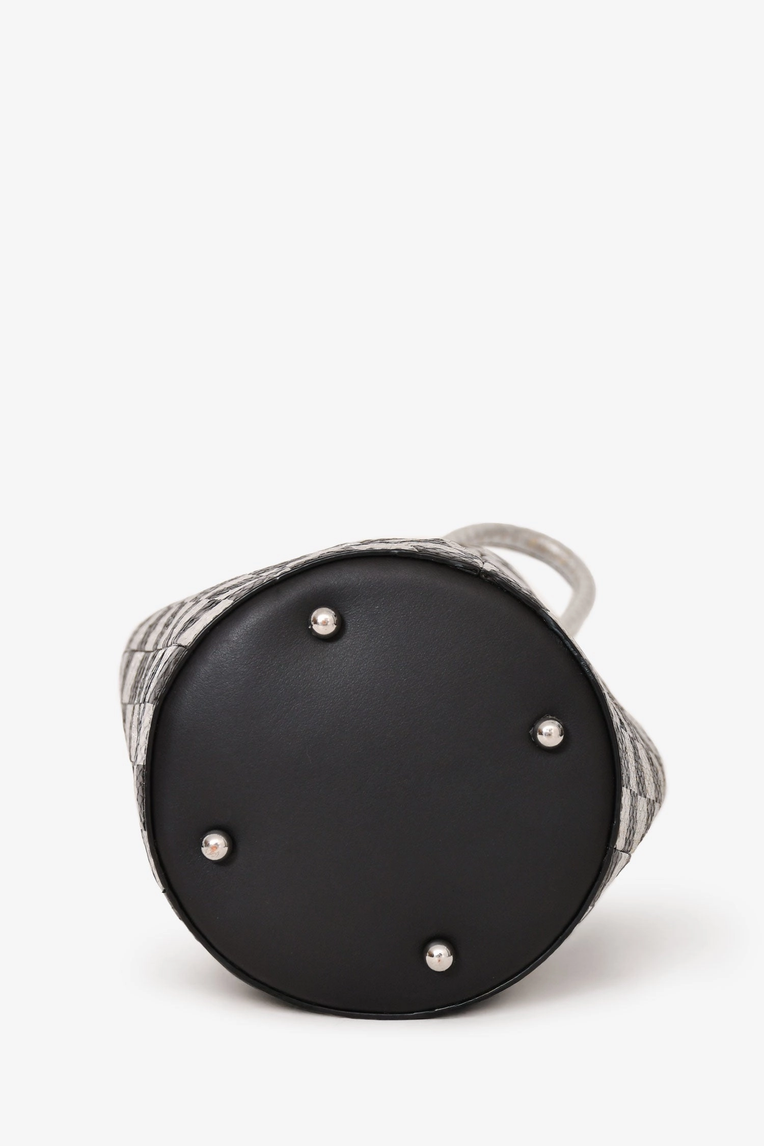 Alexander Wang Black/Silver Checkered Top Handle Bucket Bag