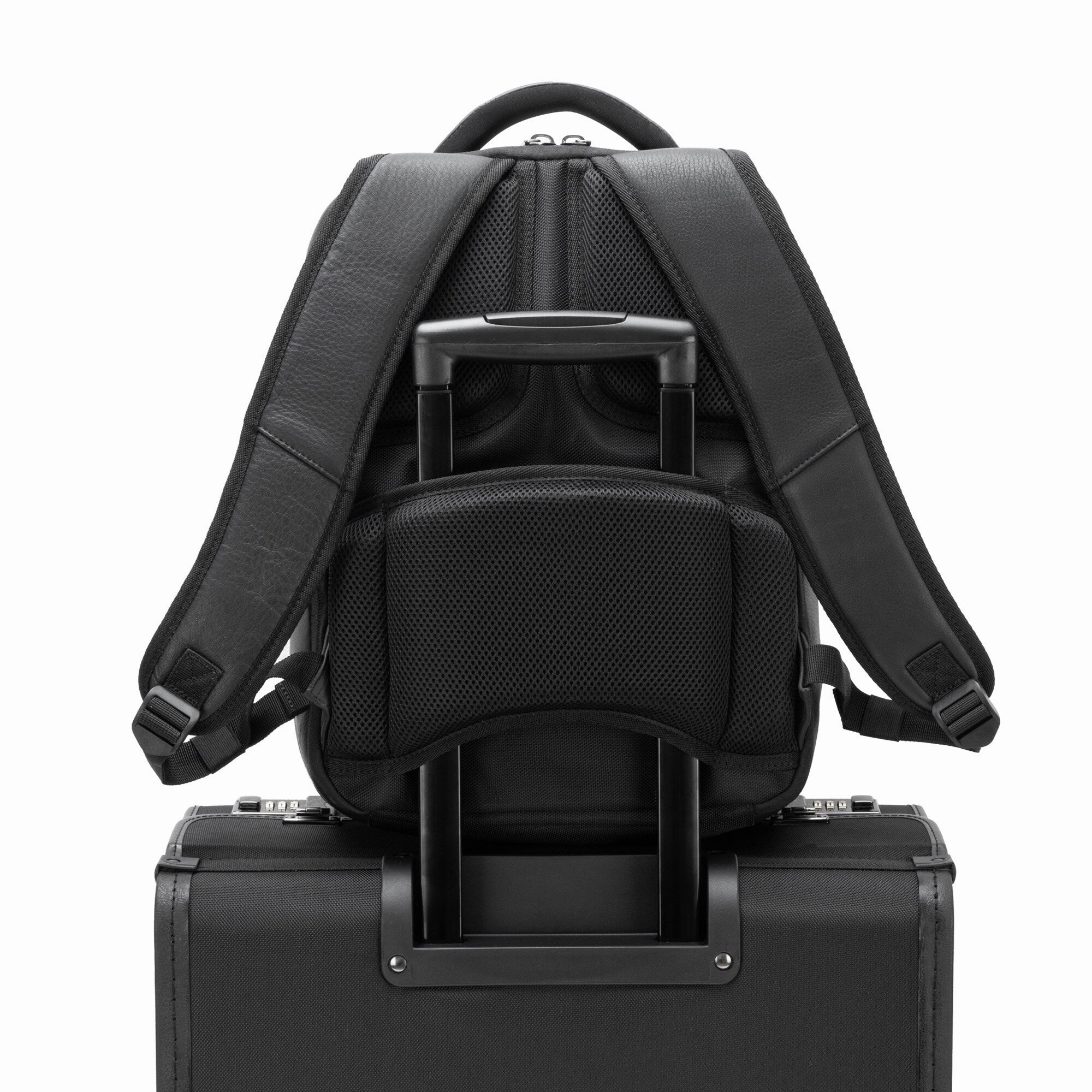 Alpine Swiss Olsen 13 Laptop Travel Backpack Genuine Leather Slim Business Travel Carry On Daypack - Black - One Size