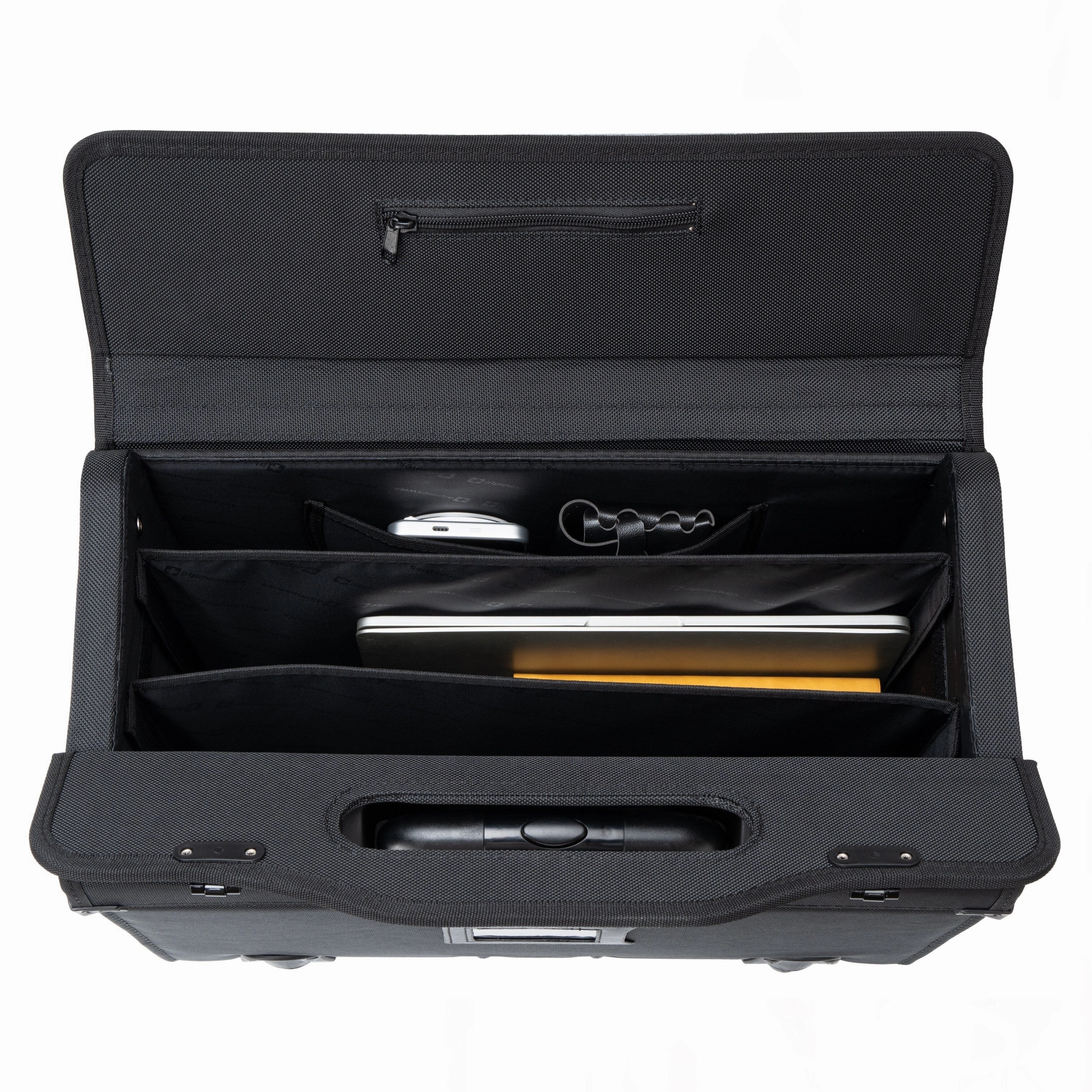Alpine Swiss Rolling Briefcase Work Overnight Travel Bag Dual Locks Carry on Business Attache Case - Black - One Size