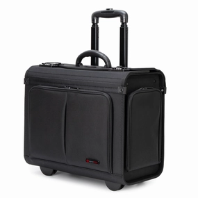 Alpine Swiss Rolling Briefcase Work Overnight Travel Bag Dual Locks Carry on Business Attache Case - Black - One Size