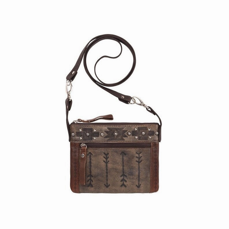 American West Western Handbag Crossbody Arrow Design Brown 9383884 - 8 x 6 x 1