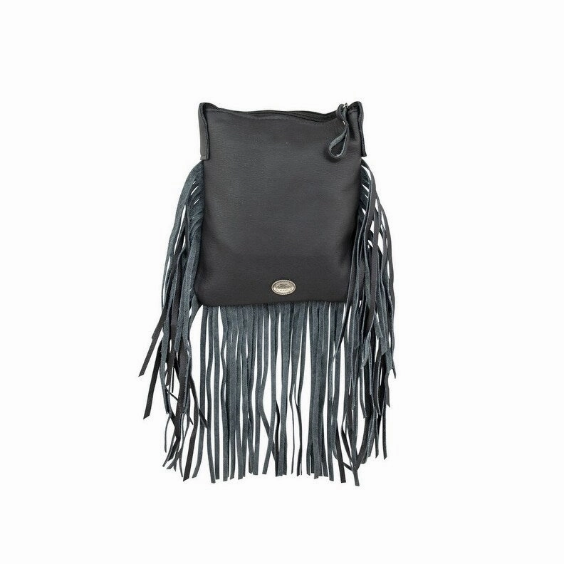 American West Western Handbag Fringe Front Pocket Black 7220120 - 8 x 9