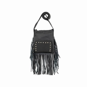 American West Western Handbag Fringe Front Pocket Black 7220120 - 8 x 9