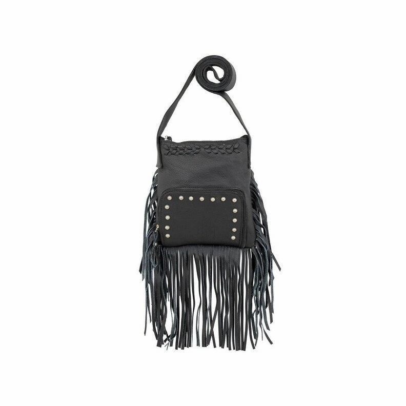 American West Western Handbag Fringe Front Pocket Black 7220120 - 8 x 9
