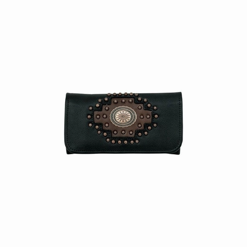 American West Western Wallet Midnight Copper Tri-Fold Black 8620282 - 7.5 x 4