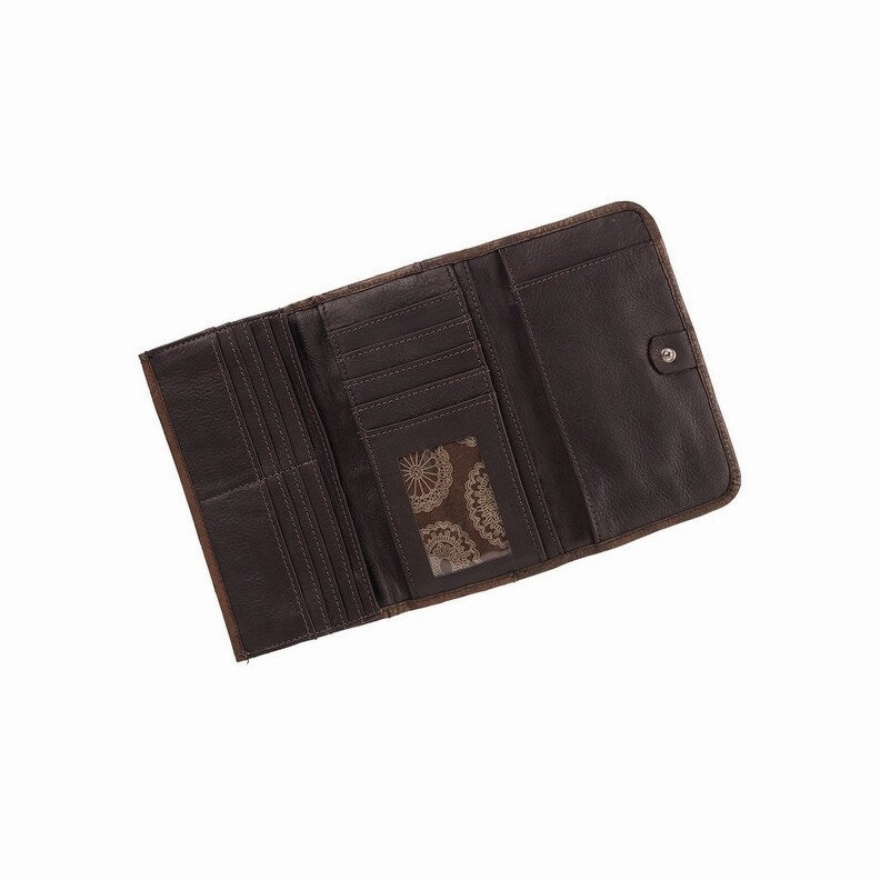 American West Western Wallet Midnight Copper Tri-Fold Black 8620282 - 7.5 x 4