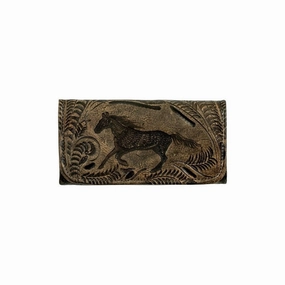 American West Western Wallet Snap Tri-Fold Distressed Charcoal 1583282 - 7.5 x 4