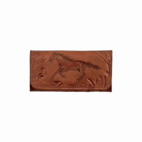 American West Western Wallet Tri-Fold Leather Antique Brown 1565282 - 7.5 x 4