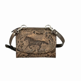 American West Western Wallet Tri-Fold Snap Distressed Charcoal 1583982 - 7.5 x 4