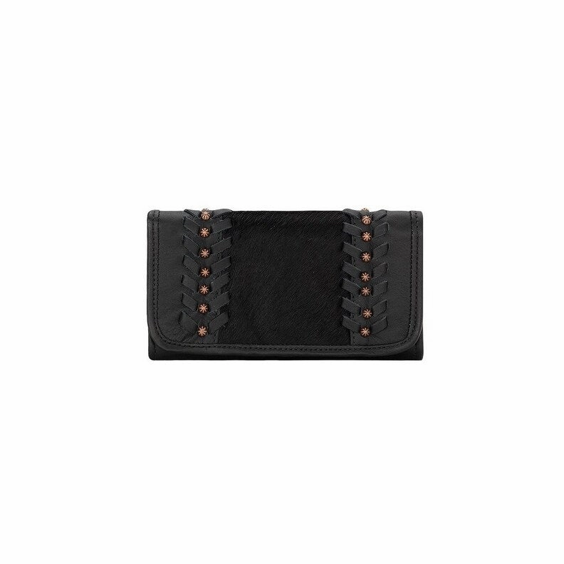 American West Western Wallet Womens Cow Town Black Hair On 4120282 - 7.5 x 4