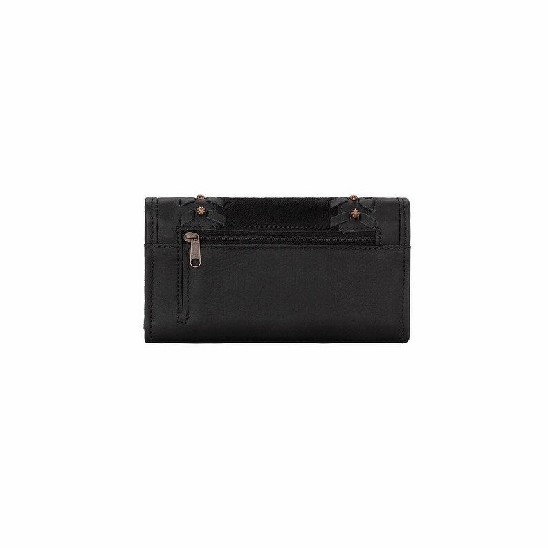 American West Western Wallet Womens Cow Town Black Hair On 4120282 - 7.5 x 4