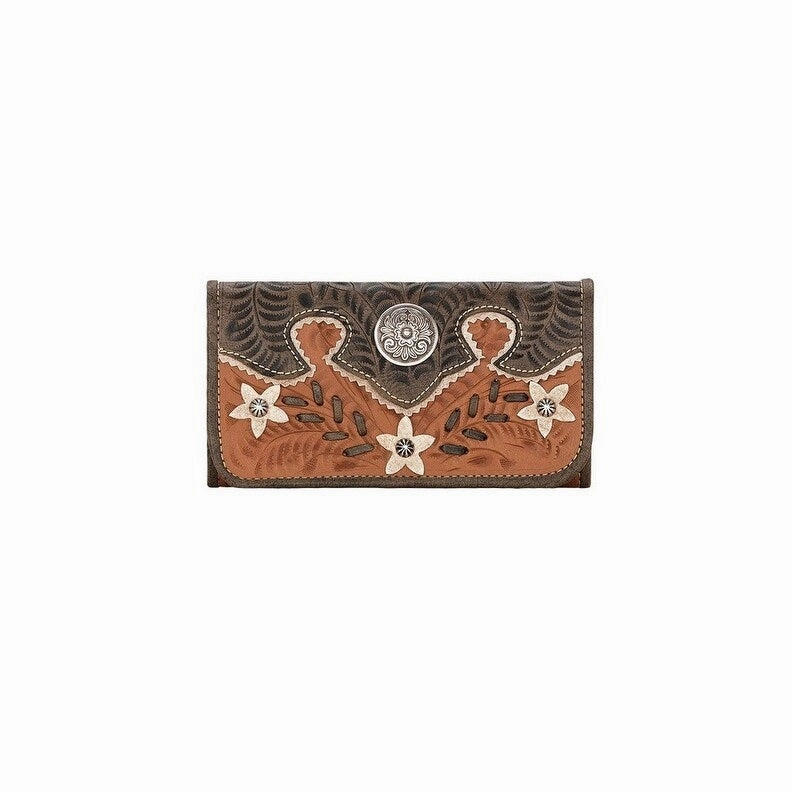 American West Western Wallet Womens Desert Wildflower Tan 5615282 - 7.5 x 4
