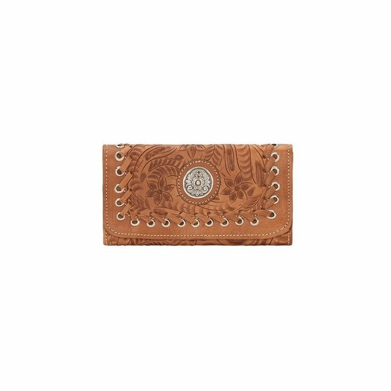 American West Western Wallet Womens Harvest Moon Trifold Tan 6315282 - 7.5 x 4