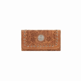 American West Western Wallet Womens Harvest Moon Trifold Tan 6315282 - 7.5 x 4