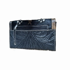 American West Western Wallet Womens River Rock Trifold Black - 7.5 x 4