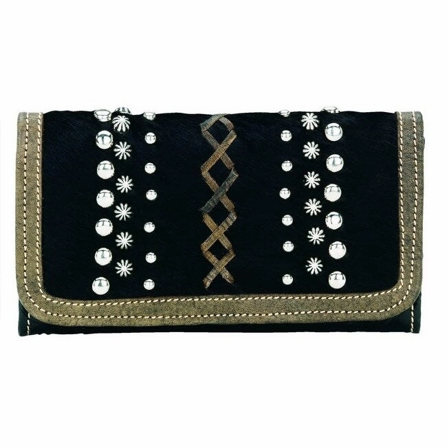 American West Western Wallet Womens River Rock Trifold Black - 7.5 x 4