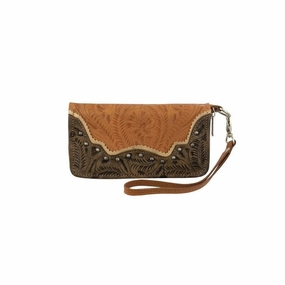 American West Western Wallet Womens Saddle Ridge Leather Tan 2615082 - 8 x 4