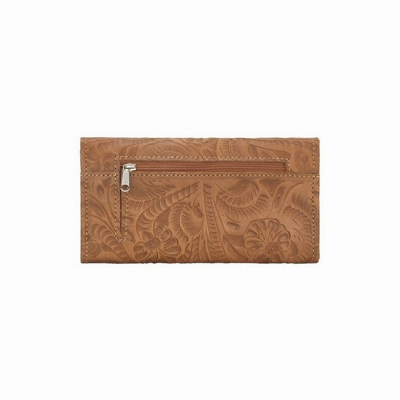 American West Western Wallet Womens Saddle Ridge Trifold Tan 2615282 - 7.5 x 4