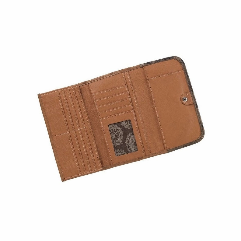 American West Western Wallet Womens Saddle Ridge Trifold Tan 2615282 - 7.5 x 4