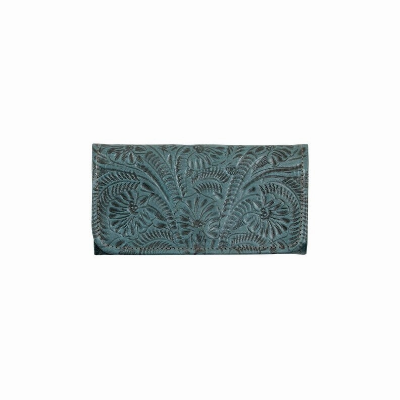 American West Western Wallet Womens Tri-Fold Denim Blue 6655282 - 7.5 x 4