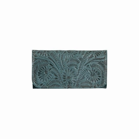 American West Western Wallet Womens Tri-Fold Denim Blue 6655282 - 7.5 x 4