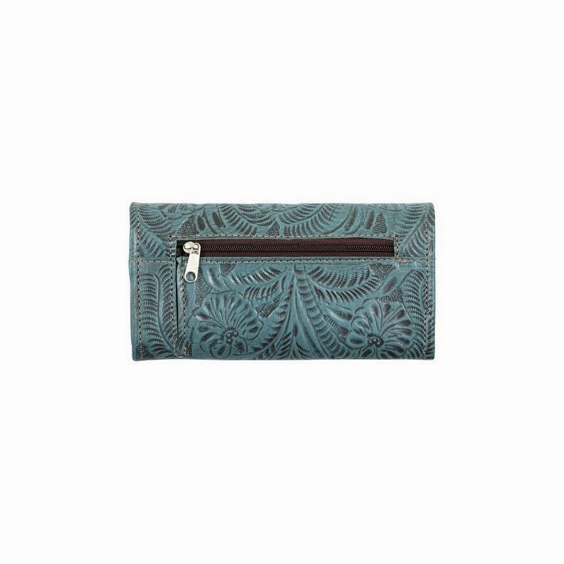American West Western Wallet Womens Tri-Fold Denim Blue 6655282 - 7.5 x 4