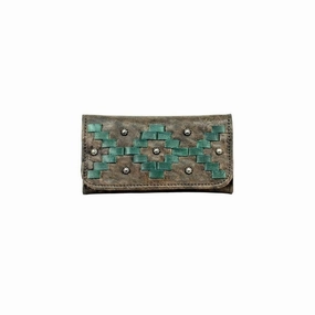 American West Western Wallet Womens Tribal Weave Charcoal 4483282 - 7.5 x 4