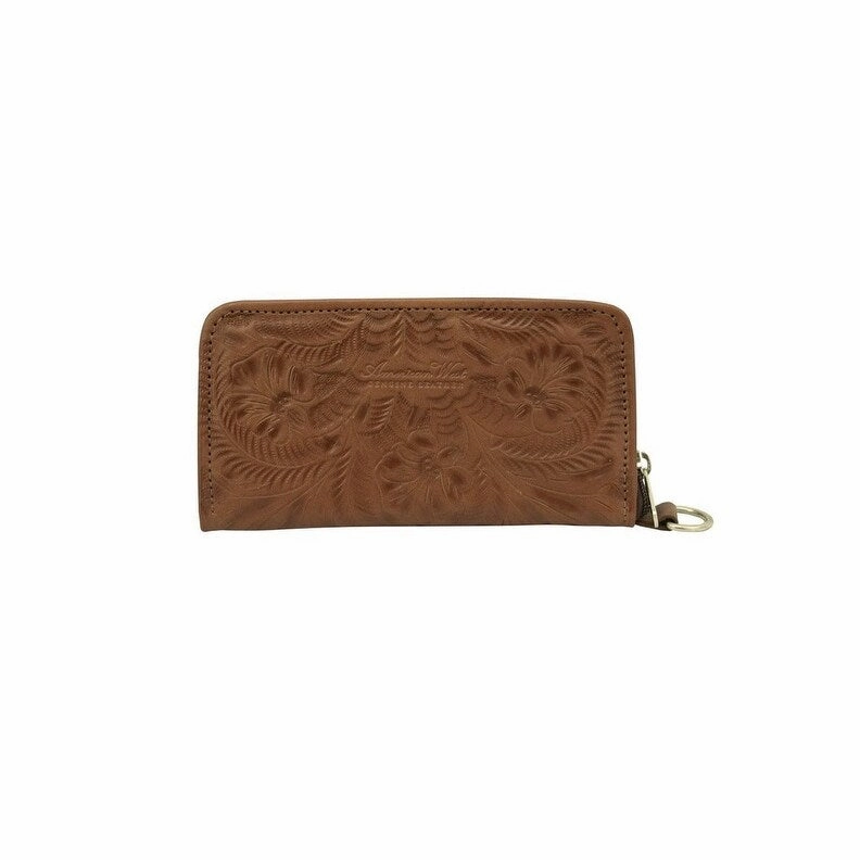 American West Western Wallet Womens Zip Around Antique Brown 6665082 - 8 x 4