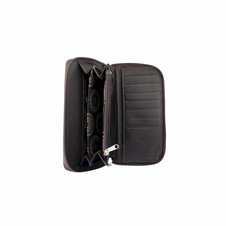 American West Western Wallet Womens Zip Around Antique Brown 6665082 - 8 x 4