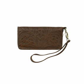 American West Western Wallet Womens Zip Around Chestnut Brown 6685082 - 8 x 4