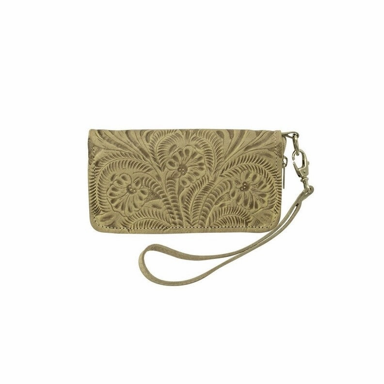 American West Western Wallet Womens Zip Around Strap Sand 6652082 - 8 x 4