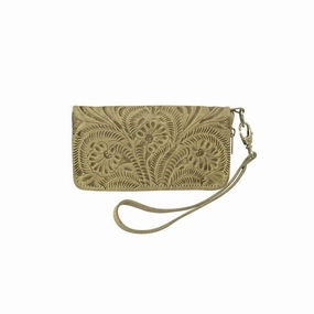American West Western Wallet Womens Zip Around Strap Sand 6652082 - 8 x 4