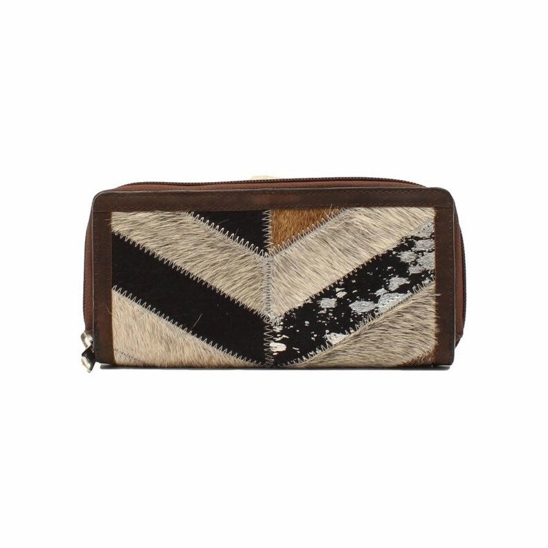 Angel Ranch Western Wallet Womens Clutch Calf Hair Brown - 7 1/2 x 4 x 1 1/2