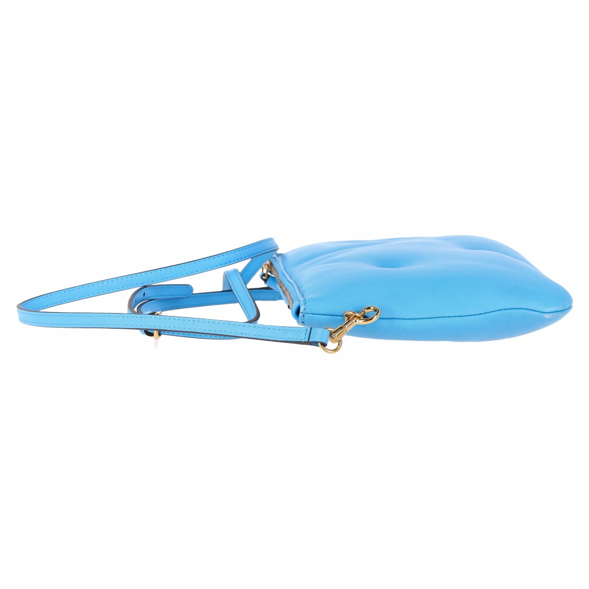 Anya Hindmarch Quilted Chubby Circus Crossbody Pouch in Blue Leather