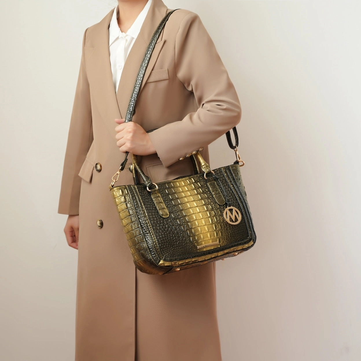 Aphelia False Croc-Embossed Handbag