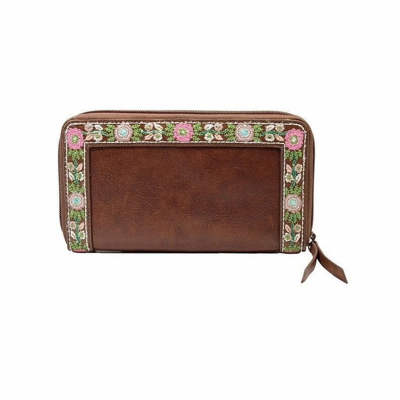 Ariat Western Wallet Womens Addison Floral Embroidery Brown - 9 1/4 x 10 1/2