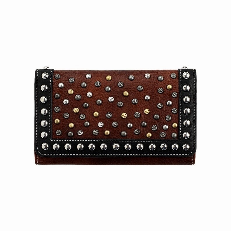 Ariat Western Wallet Womens Dawn Magnetic Studded Brown - 7 1/2 x 4 1/2