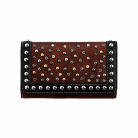 Ariat Western Wallet Womens Dawn Magnetic Studded Brown - 7 1/2 x 4 1/2