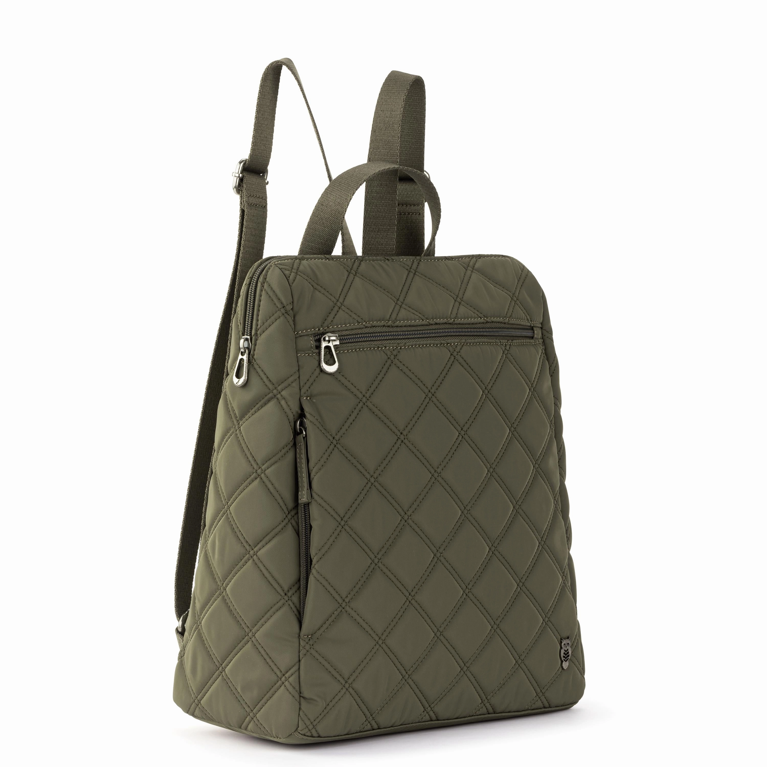 Arlo Backpack - EcoTwill - Olive Diamond Quilted